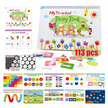 Children Busy Book Kids Preschool Early Enlightenment Education Study Book Reusable Page Turning Pasting Book with Brush DDJ