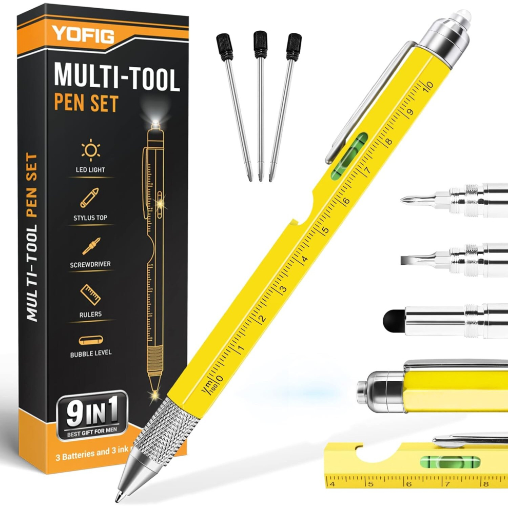 Yofig Gifts For Men Gifts Christmas 9 In1 Multi Tool Pen Gadgets Men Stocking Fillers Men Secret Santa Gifts Dad Christmas Gifts Who Have Everything 5051212335157