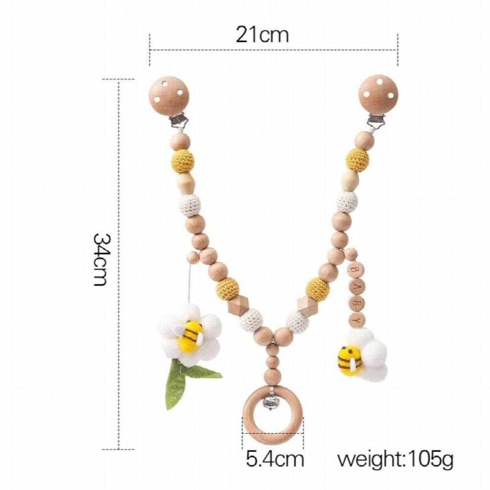Baby Bed Rainbow Hanging Rattles Toy Wooden Gym Stroller Hanging Toy Crochet Animal Pendant Bead Infant Crib Mobile Rattle Toy