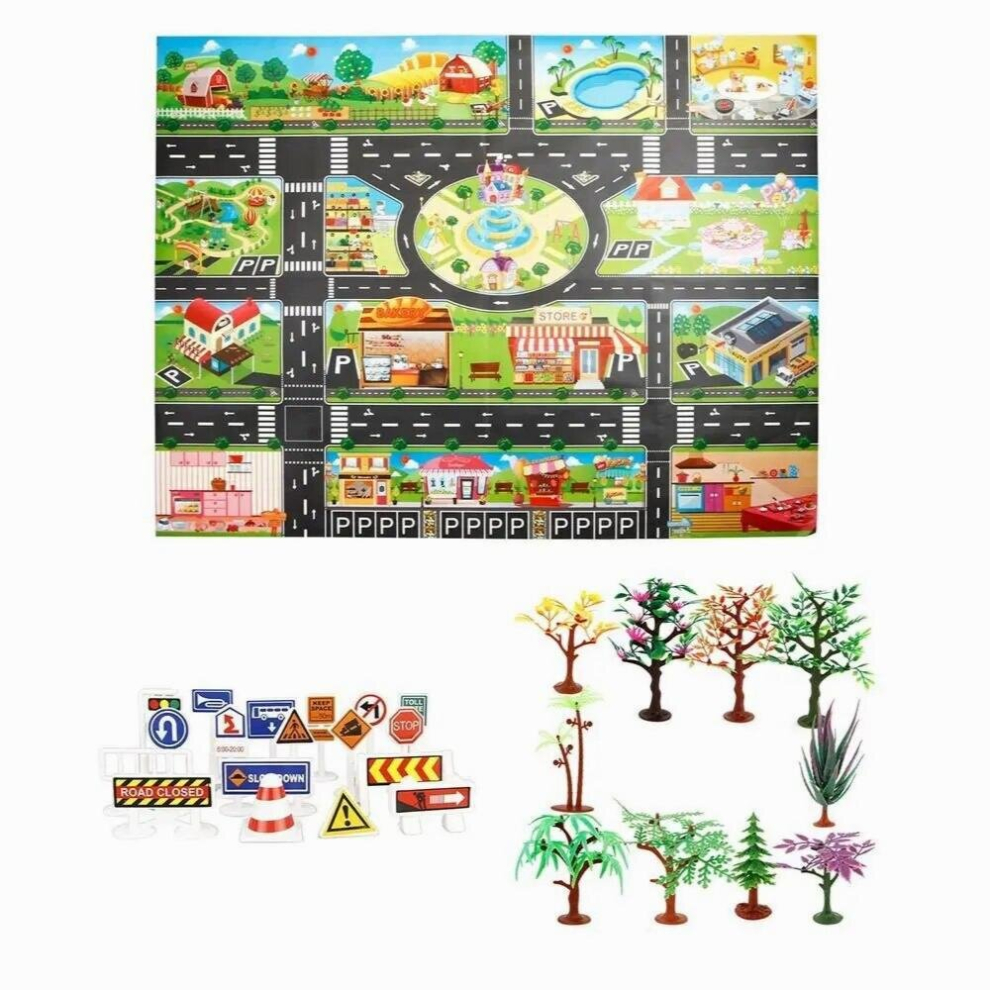 Funny City Traffic Map Carpet Large Soft Kids Learning Crawl Car Parking Mat Children Signpost Educational Teaching Aids