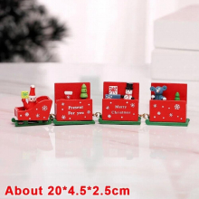 Wooden Train Christmas Ornaments Santa Cake Decoration Merry Christmas Navidad Year Party Table Decoration Kids Toys