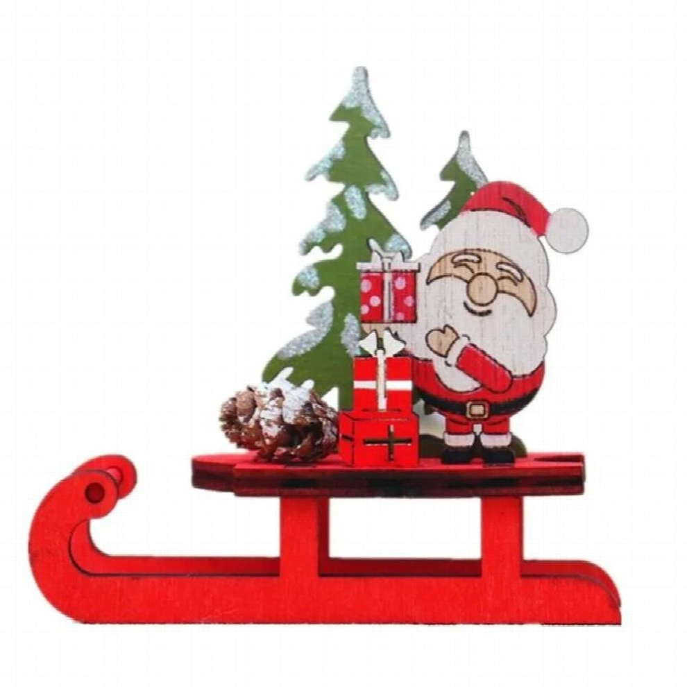 Wooden Sled Christmas Ornaments/XMAS Home Wood Decoration/Cartoon Old Man Snowman Elk Christmas Assembled Decor/DIY House-image-OPC-PD22G79-NEW