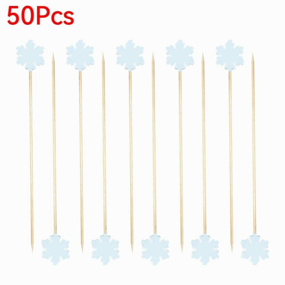 50pcs/Set Christmas Vegetable Fruit Sticks Disposable Bamboo Skewers Fork Snowflake Elk Santa Claus Snowman Sticks Xmas Ornament-image-OPC-PD22GFZ-NEW