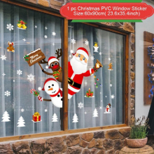 Window Sticker Christmas Ornaments Santa Claus Merry Christmas Decor for Home Garland Year Noel Navidad Xmas Gift
