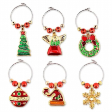 Wine Glass Charms Set Of 6 Cocktail Markers Tags Champagne Glasses Christmas Decorations
