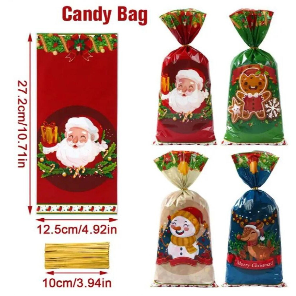 (1 Deep Sapphire-25pcs 14x16cm) Christmas candy bags Santa bag Christmas decorations for home Noel present bag Christmas wrap Holders year-image-OPC-PD22GQJ-NEW