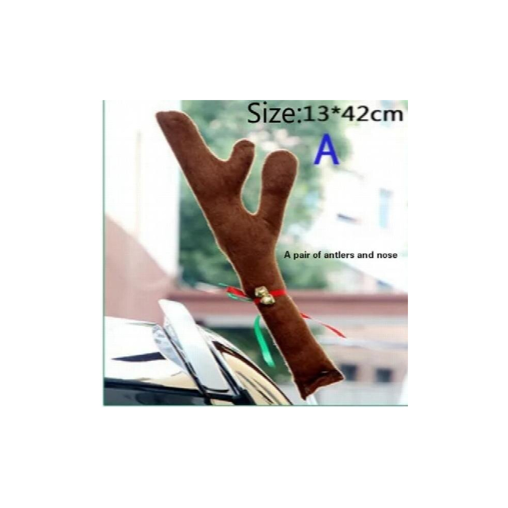 Newest Reindeer Christmas Decor Car Vehicle Nose Horn Costume Set Rudolf Christmas Reindeer Antlers Nose Ornaments Red 885678782140