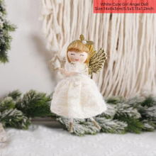 Pink Grey Plush Angel Girls Doll Xmas Tree Hanging Pendants Merry Christmas Decor for Home Year for Kids