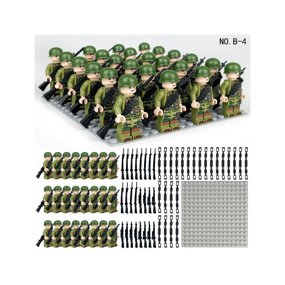 (Square array-4) Phalanx Army Military Building Block Set 24Pcs Including Base Plate Minifigure Toys