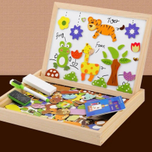 Wooden Multifunction Children Animal Puzzle Writing Magnetic Drawing Board Blackboard Learning Education Parent Child Toys