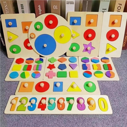 Three-Dimensional Early Cognition Geometric Shape Board 3D Geometric Board 3D Puzzle Activity Board Hand Grabbing Board 1