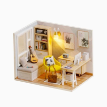 Doll House 3D Wooden Miniaturas Dollhouse Toys DIY Hut Study Room Toys Kit Princess Doll House for Birthday Presents Decor