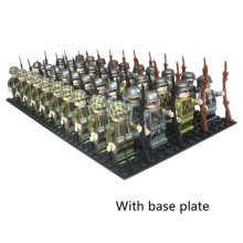 (B With base plate) 40pcs/lot WW2 Military Soldiers Array Nation Army Battle Building Blocks Bricks Figures Children's War Mini Toys Christmas Gifts