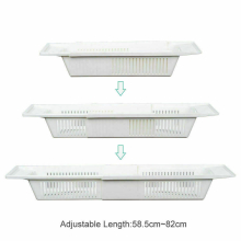 Extendable Plastic Over-Bathtub Caddy Rack, Adjustable 58.5-82 cm, Anti-Slip & Rust-Resistant, Keeps Shampoos, Soap, Towels & Toys Organized
