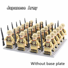 (L Without base plate) 24pcs/lot WW2 Military Soldier Array Soviet US UK China Building Blocks Bricks Figures Children's War Mini Toys Christmas Gifts