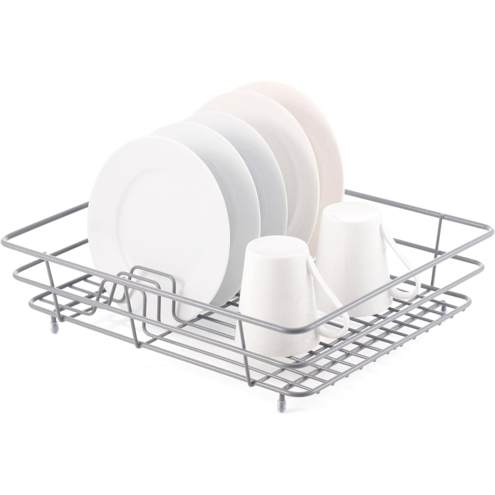 Grey Wire Coated Large Dish Drainer Rack