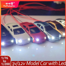 2/4/10Pcs 3v/12V Model Car with Led Plastic Vehicle HO N Scale Train Layout railway railroad Layout 1:75 1:87 1:150 1:200