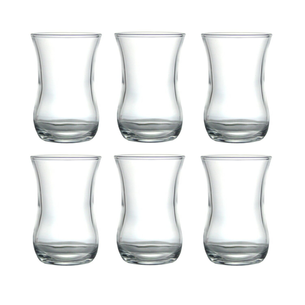 (Optikli - 6pc) Tea Glasses Designer Turkish Tea Cups Glass