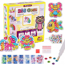 Gem Diamond Painting Kit for Kids Including 12 Stickers and 2 Window Ornaments DIY Paint Arts and Crafts for Kids and Beginner