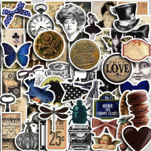 60pcs Retro Pennis Stickers Childrens Diy Computer Decoration Sticker Student Stationery