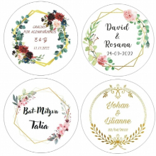 (your picture Deep Sapphire-4.5CM90pcs) 80 Pieces 3.5cm Custom Add Your Name and Date Wedding Flower Stickers Invitation Seals Candy Paper Label
