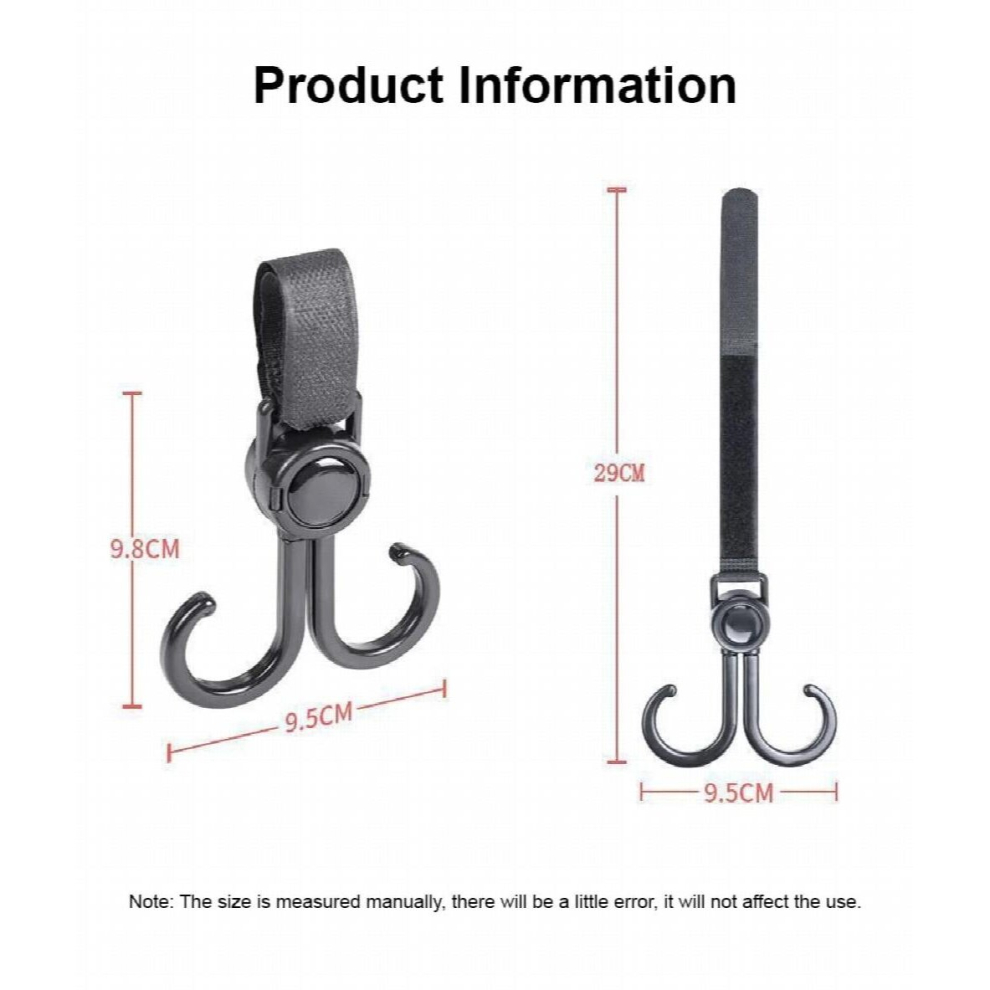 2PCS Baby Stroller Hook Purpose Pram Hook Baby Stroller Accessories Leather Rotatable Baby Stroller Hook