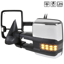 CVR Power Heated Smoke LED Towing Mirror for 2003-2006 Chevrolet Silverado - Chrome