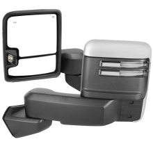 Power Heated Chrome Towing Mirror with Clear Turn Signal & Puddle Clearance Auxiliary Lamp for 2019-2022 GMC Sierra 1500