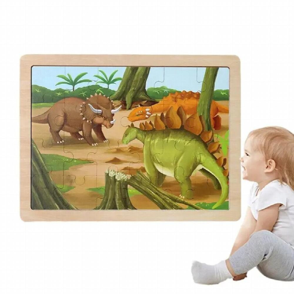 Dinosaur Puzzle For Kids 24pcs Child-Friendly Wooden Animal Puzzles Dinosaur Puzzle Toy Toddler Sensory Puzzles Wooden-image-OPC-PD256ZY-NEW