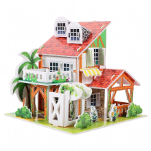 1 Set Assembly House Model Cartoon House Model Unfinished Cartoon Villa Model