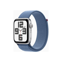 Apple Watch SE (GPS) - 2nd generation - 44 mm - silver aluminium - smart watch with sport loop - textile - winter blue -