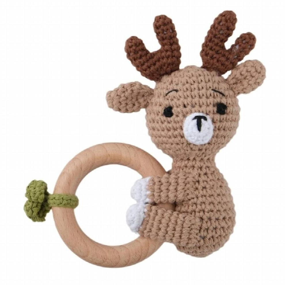 Rattling Teething Toy For Infant Cartoon Dinosaur Crochet Shower Gift Newborn Gift Nursing Pendant Teether Toy