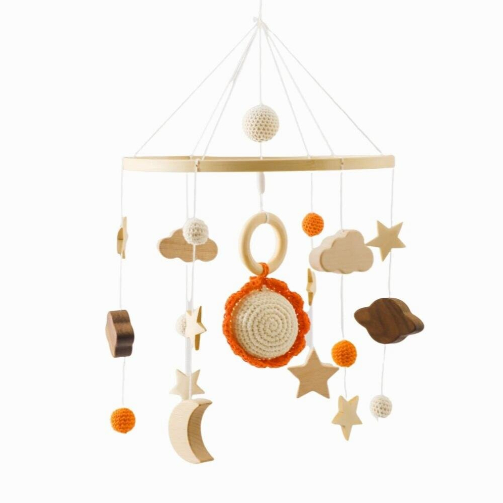 Baby Rattles Crib Mobiles Toy Star Moon Pendant Animal Bed Bell Rotating Music Rattles For Cots Bracket Infant Crib Toy