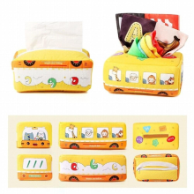 Soft Cloth Toys Newborn Baby 0-12 Months Nontoxic Fabric Crinkly Toy Bus/Park Tissue Box Sensory Toddler Early Education Toys
