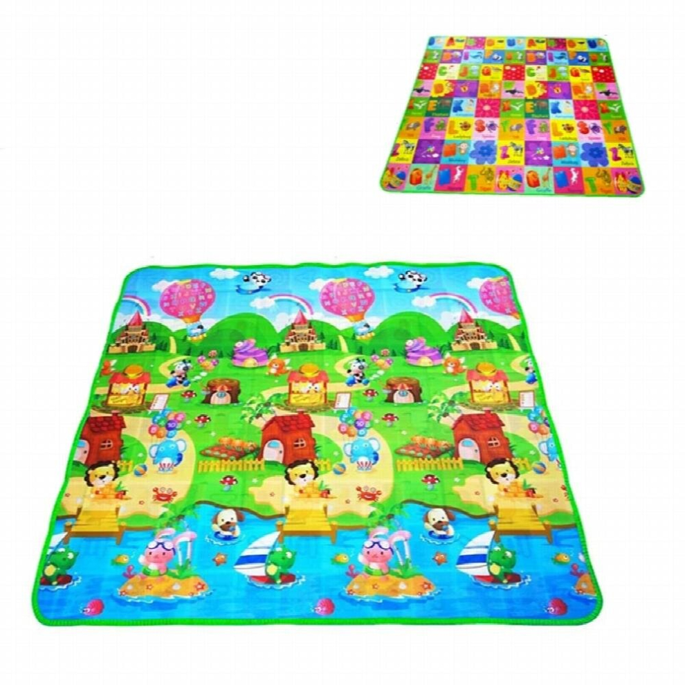 180*120*0.3cm Baby Crawling Play Puzzle Mat Double-Sided Puzzle Pattern Waterproof Carpet Early Activity Gym Developing Rug