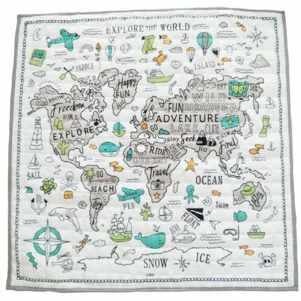 Nordic Creative Childrens Room Graffiti Map Floor Mat, Adventure Game Animal Carpet Baby Cartoon Crawling Mat Game Mat