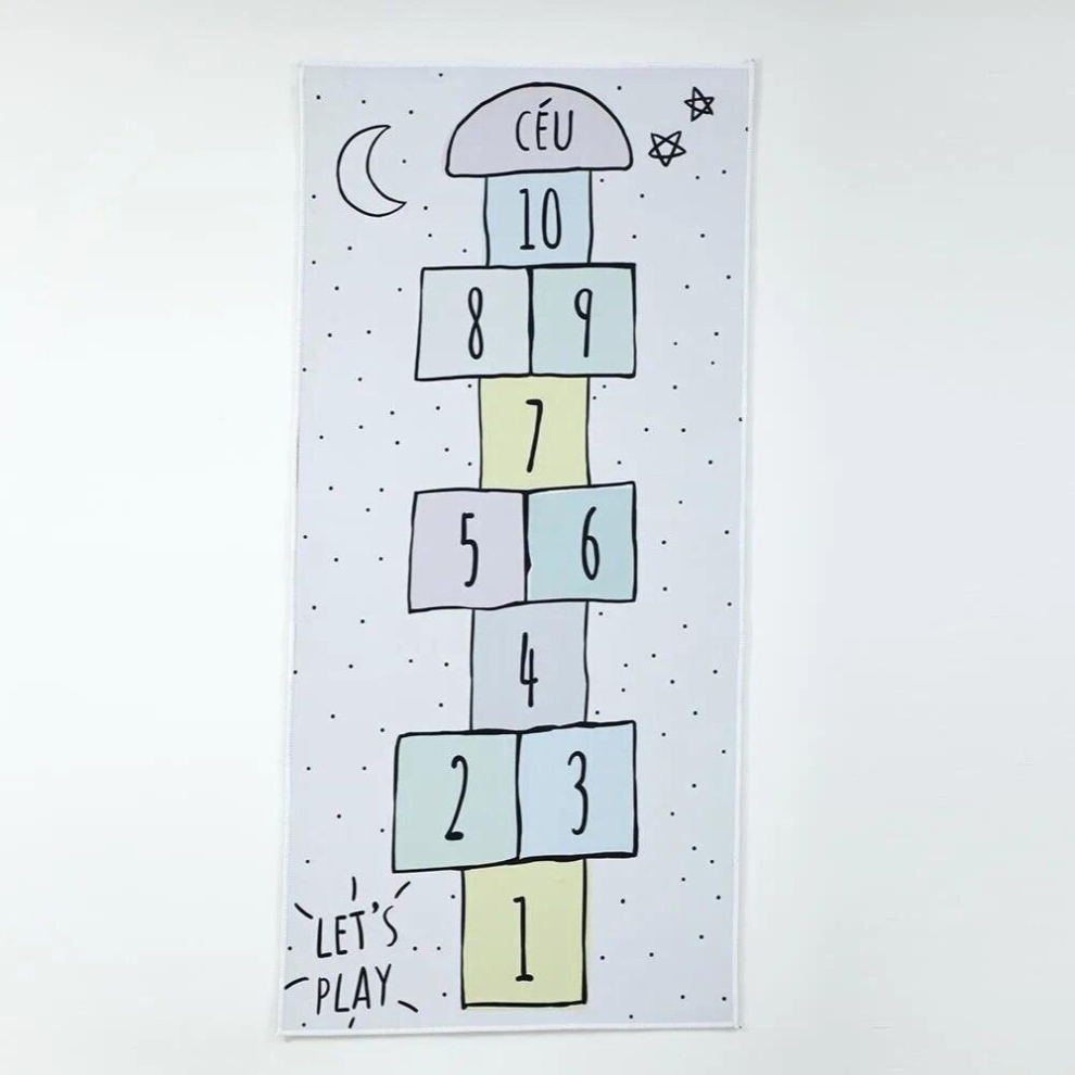 Kids Hopscotch Floor Area Rug Colorful Block Number Game Play Mat Anti-Slip Soft Baby Crawling Educational Carpet Playroom