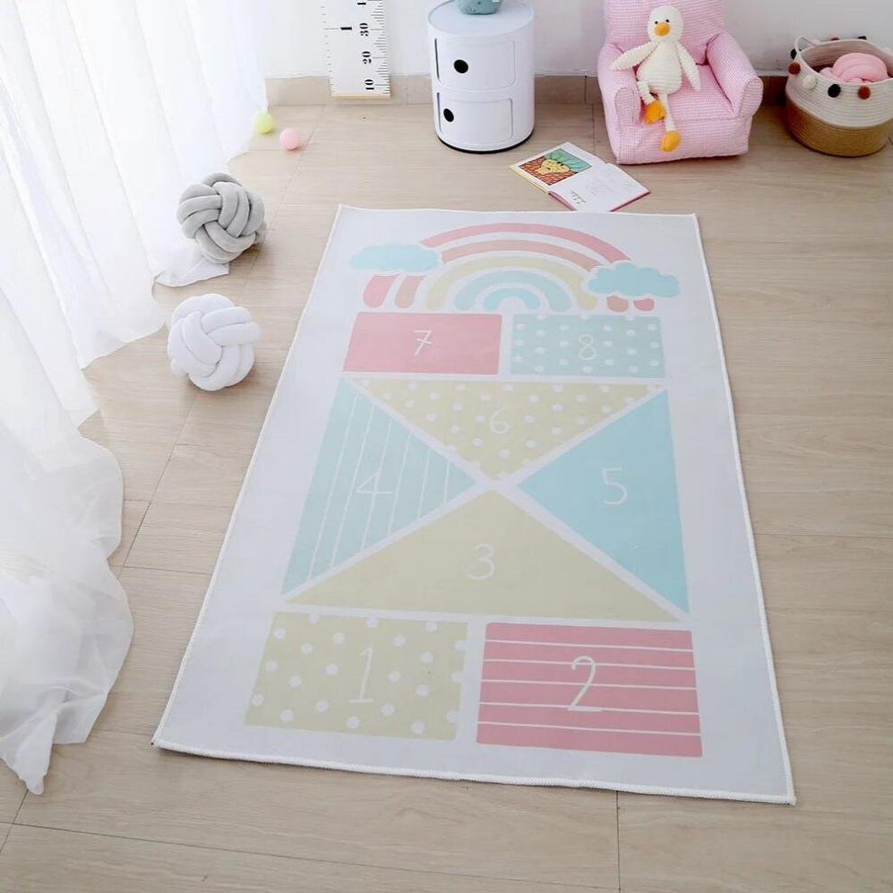 Nordic Rainbow Checkers Carpet Creeping Mat Childrens Room Decoration Game Crawling Mat Non-slip Pad Photography Props Play Mat