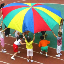 2-5M Diameter Outdoor Camping Rainbow Umbrella Parachute Toy Jump-Sack Ballute Play Interactive Teamwork Game Toy For Kids Gift