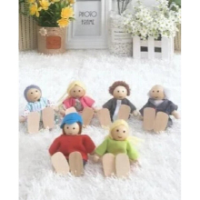6Pcs/ set Wooden Jointed Dolls Happy Doll Family Toy Children Muppet Pretend Toys Story-telling Dressed Characters
