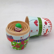 5 Pieces Holiday Santa Snowman Nesting Doll Stackable Traditional Ornament Matryoshka Dolls for Easter Birthday Gift Home