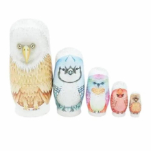 5Pcs/Set Matryoshka Hand-painted Puzzle Toy Wood Owl Matryoshka Nesting Dolls for Decoration Kids Educational Montessori toys