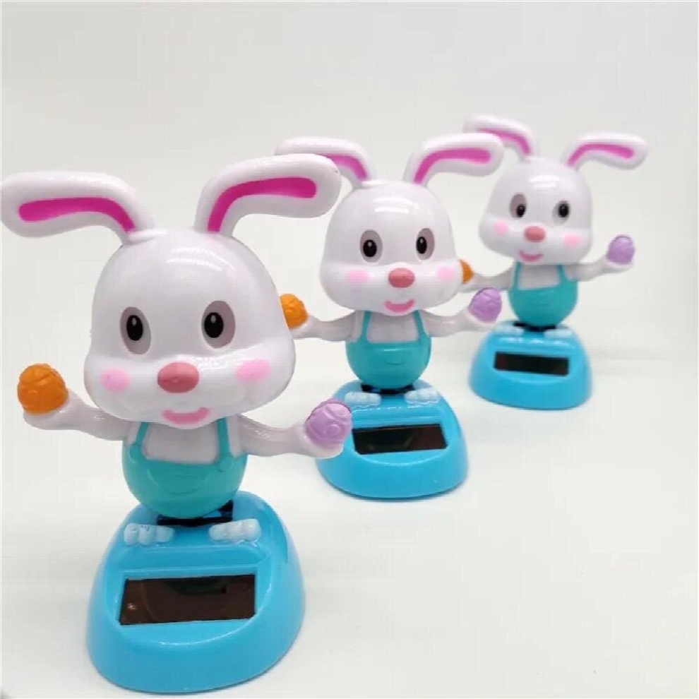 Cartoon Ice Rabbit Swinging Doll Solar Car Ornament Creative Car Interior Decoration Childrens Solar Toys Cream 885678922867