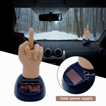 Funny Finger Auto Interior Prank Toy Car Ornament Solar Powered Middle Finger Shaking Decoration Car Dashboard Ornaments Gift