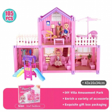 Doll Houses Kit DIY Roombox Princess Dream Castle Villa Scene Assemble Game Pretend Play Dollhouse Kids Toys Girls Birthday Gift