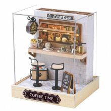 DIY Wooden Mini Casa Doll Houses Building Kits with Furniture LED Coffee Store Dollhouse Toys for Friends