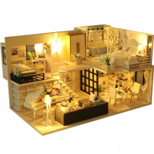 Baby House Kit Mini DIY Duplex Apartment Production 3D Puzzle Assembly Building Model Girl Toys, Home Bedroom Decoratio