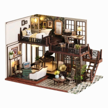 DIY Dollhouse Diorama Toys Kids Dollhouse Puzzle Model Mini House Powered Kits for Children
