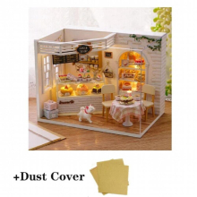 Doll House With Dust Cover Dollhouse Casa De Boneca DIY Toys for Children Birthday Cat Cake Diary H014