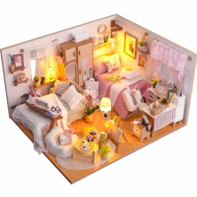DIY Wooden Princess Room Casa Doll Houses Building Kits with Furniture Led Dollhouse Toys for Girls Birthday